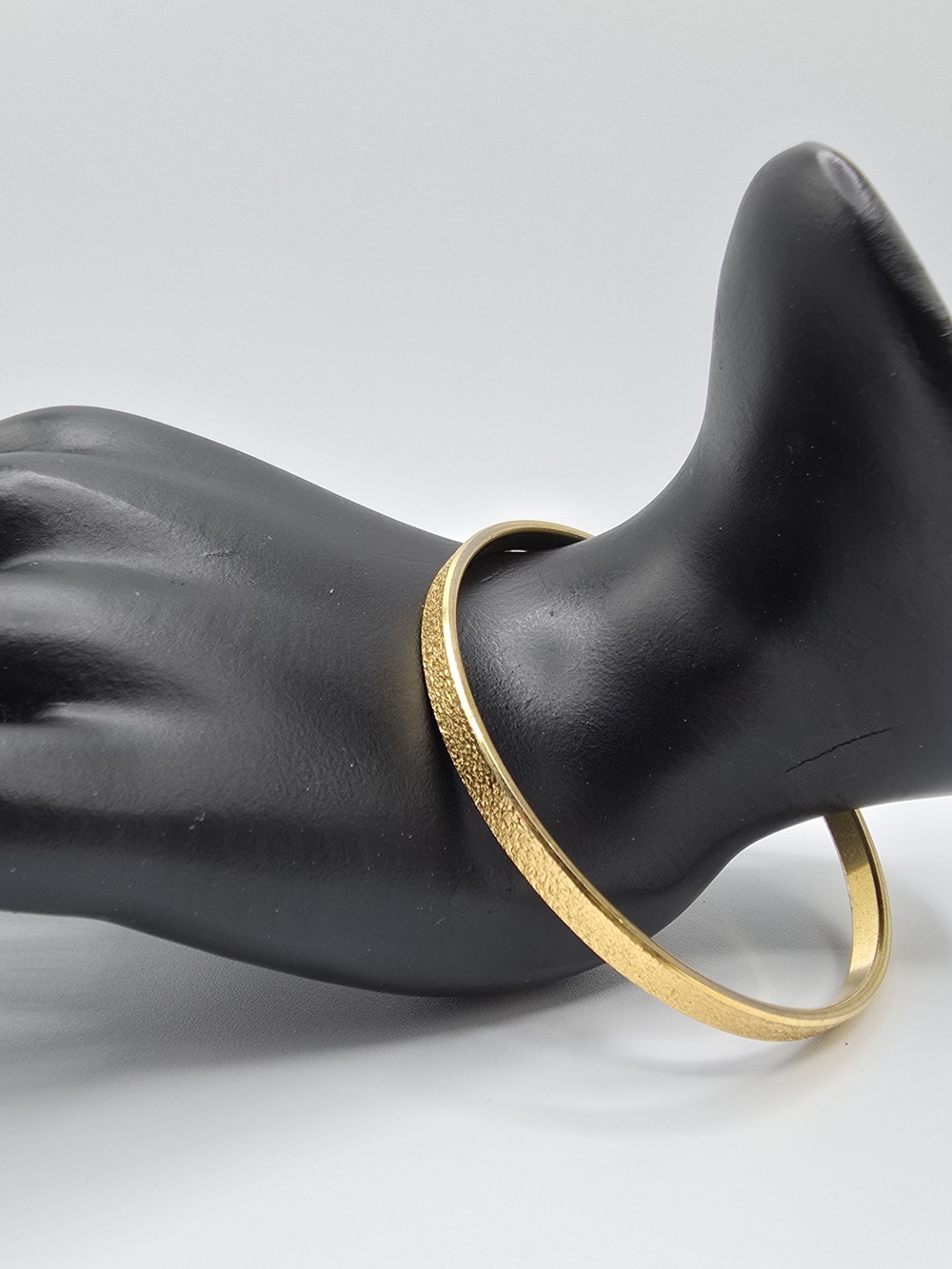VTG Monet Gold Tone Textured Bangle Bracelet Slim Stackable Satin Finish 7-1/2"